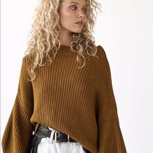 Free People Emmy Mock Neck Sweater untold gold XS